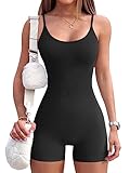 Rongseng Jumpsuit Damen Kurz Eng Sexy Ärmellose Yoga Romper Spaghetti Strap Bodycon Jumpsuits Sommer Tank Top Einteiler Overall One Piece Bodysuit Stretch Fitness Workout Sport Romper Outfits