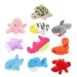 Toyvian Fingerpuppen-Set, Meerestiere, bunt, Ozean, Tier-Fingerpuppen für Babys, inklusive Schildkröte, Delfin, Oktopus, Wal, Hai, Seepferdchen, Hummer, Seepferdchen, 10 Stück