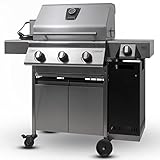 Schickling Gasgrill PremioGas III All in One – Premium BBQ Edelstahl Gasgrill aus Deutschland mit 3x5kW Brenner & doppelwandigen Deckel – Direkt vom Hersteller: 800°C Seitenbrenner & Drehspieß