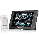 Bresser Funkwetterstation mit Außensensor, 5,7' Display, Wettervorhersage, Luftdruck, Hitzeindex, Taupunkt, Frostwarnung, DCF-Zeit, Max/Min-Werte