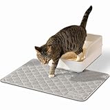 Conlun Katzenklo Matte Katzenstreu Matte, 61 x 43 cm Premium PVC Katzenmatte Katzenklo mit Streukontrolle, weniger Abfall, Katzenklo Vorleger rutschfest, weich auf Katzenpfoten, urinwasserfest, grau