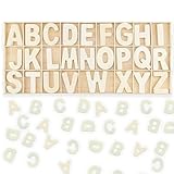 130 Stück (5 Sätze) Holzbuchstaben Set Lagerung in Tablett,Großbuchstaben A-Z,Wooden Alphabet,Buchstaben zum Basteln für Kunsthandwerk DIY Hochzeitsfeier Home Decoration Displays-Holzfarbe