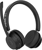 GEQUDIO GB-2 Bluetooth Headset mit Mikrofon, Kopfhörer mit Noise Cancelling, kabellos für Zwei Geräte wie Smartphone, Handy, PC oder Laptop, Wireless im Büro Standby-Zeit 500h (ohne USB-Adapter)