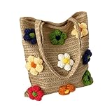 TENDYCOCO Umhängetasche Korbtasche Sommerhandtasche Schultertasche Geldbörse Strandtasche Tragetasche Gewebte Tragetasche Damen Leinentaschen Umhängetasche Handtaschen