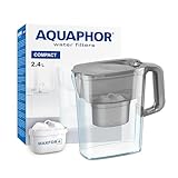 AQUAPHOR Compact | Wasserfilter Kanne inkl.1 Maxfor+ Kartusche | 2,4l grau | Ideal für die Kühlschranktür & kleine Küchen