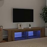 HETFTJN TV Lowboard 135 x 39 x 30 cm Artisan-Eiche Massive Holzwerkstoff Fernsehtisch mit RGB LED Beleuchtung Moderner TV-Schrank für Wohnzimmer Schlafzimmer