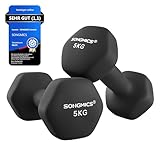 SONGMICS Hanteln, 2er Set, Kurzhanteln, Krafttraining, zu Hause, im Büro, Fitnessstudio, 2 x 5 kg, schwarz SYL60BK