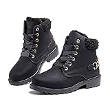 Hitmars Winterstiefel Damen Gefüttert Winterschuhe Stiefeletten Warm Winter Stiefel Kurzschaft Schneestiefel Boots Frauen Wandern Schwarz-1-1 40 EU