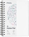 Ohuhu Skizzenbuch Doppelseitig Durchschlagfest A5-150 g/m² Papier Säurefrei - Ohne Durchdrücken - 120 Seiten (60 Blatt), Spiralbindung für Alkoholmarker & Aquarell, Ideal für Illustration & Porträt