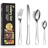16-teiliges Besteckset für 4 Personen - Ben & Bel Edelstahl Messer, Gabel und Löffel Geschirrset - Pflegeleicht & Spülmaschinenfest