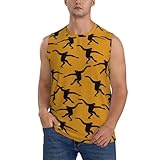 Ärmelloses Herren-T-Shirt, athletisches Sommer-Workout-Tanktop, schnell trocknend, Strand, lässig/schwarz, Gibbon-Affe/ärmelloses Hemd, Rundhalsausschnitt, lockere Weste, Schwarz , XXL