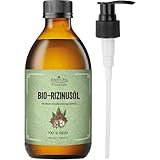 Essican Purelife Bio-Rizinusöl haare in Glasflasche mit Pumpe 250ml – 100% Reines Rizinusöl Kaltgepresst Bio, Hexanfrei Castor Oil Organic, Rizinusöl für Wimpern, Augenbrauen, Haare, Bart, Nägel
