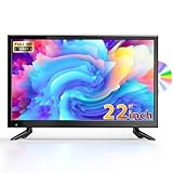 DESOBRY 22 Zoll Kleiner Fernseher 1080P Integriertem DVD-Player, Mini TV Integriertem DVB-T2-Tuner, mit Antenne, HDMI/USB/AV-Eingang – 12V TV-DVD-Kombination für Wohnmobile, Küchen und kleine Räume