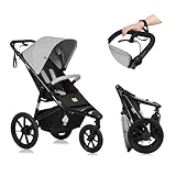LIONELO AZURA Jogging-Kinderwagen von 6 Monaten bis 22 kg Dreirad-Jogging-Kinderwagen Verstellbare Rückenlehne in eine Liegeposition Große Lufträder Vollständige Stoßdämpfung XXL-Verdeck