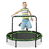 Trampolin für Kinder, Faltbares Mini Trampolin ab 3-6 Jahren mit Abnehmbarer Griff und Sicherem Polster,Kindertrampolin bis 150kg belastbar, Gartentrampolin, Indoor- und Outdoortrampolin