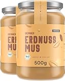 VETAIN Bio Erdnussmus Cremig - 100% Bio-Erdnüsse - vegane Erdnussbutter - reich an Protein & Ballastoffen - Ohne Zucker & Palmöl - perfekt als Topping für Müsli, Porridge (2 x 500g)