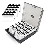 Cinnani Karteikarten Box, Groß Visitenkartenbox Desktop Halbtransparent mit Deckel, Visitenkarten Aufbewahrung Box Hält 1000 Karten (2.2' x 3.6'), mit 8 Teilerplatinen und A-Z-Index-Registerkarten