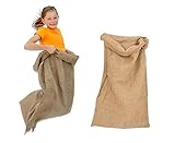 edumero 43174 - Hüpfsack Jute 2er Set - Sackhüpfen Kindergeburtstag Kartoffelsack Kinder Geburtstags-Spiele draussen Garten