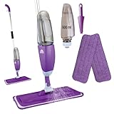 ARSUK Bodenwischer mit Sprühfunktion, Nachfüllbare 600ml Flasche und 2 Ersatzpads für schnelles Reinigen von Holz, Marmor, Laminat und Fliesen