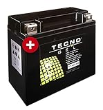 TECNO-GEL Motorrad-Batterie für YTX20-BS für HARLEY DAVIDSON FXRS 1340 Low Rider u Super Glide 1988-1992, 12V Gel-Batterie 18 Ah, 175x87x155 mm PLUSPOL LINKS!