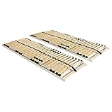 JHQHSM Lattenroste 2 STK. mit 28 Latten 7 Zonen 80x200 cm, verstellbare Doppel-Bettlatten für individuelle Härte, robuster Buchenholzrahmen mit Birkenholzlatten und SBS-Gummikappen
