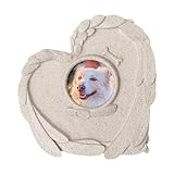 Glugahrif Grabstein für Hunde – Gartenstein | Friedhofsmarkierer in Herzform mit Bilderrahmen und Gedenkdekoration