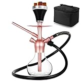 REANICE 37cm Shisha Wasserpfeifen Set, tragbare Premium Shisha mit Schutzhülle, Silikon Edelstahl-Rauchschale, Edelstahl Holzkohle Rack