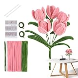 Twist Stick Flower Kit, Bulk Pipe Cleaners, flexibler Blumendraht, einfaches Handwerksset mit Anweisungen, 100 Stücke, für Erwachsene, Freunde, Familie, kreative Kunstprojekte