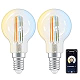 ANTELA Alexa Glühbirne E14 P45 4,5W 470LM, Smart WLAN LED Dimmbare Birne Lampe, Warmweiß (2700K) Kaltweiß (6500K) Licht Kompatibel mit Amazon Alexa, Google Home, 2 Stück