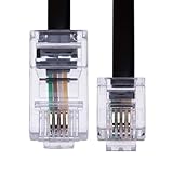 3m RJ11 bis RJ45 Kabel Ethernet-Modem-Daten-Telefon ASDL Patch Führen Breitband Schnelle Geschwindigkeit BT Internet-Stecker 6P4C bis 8P8C Eben Kompatibel mit Modem, Router, Festnetz (Schwarz)