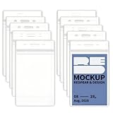 10 x A6 Schlüsselband-Kartenhalter, transparent, vertikal, extra groß, Hochformat, transparente PVC-Karte