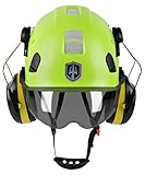 GREEN DEVIL 3-in-1 Forsthelm Schutzhelm Bauhelmdie EN397 entsprechen, Hochfeste ABS-Struktur Helm, mit Visier und Gehörschutz Ohrenschützer, stabile 6-Punkt-Befestigung