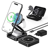 Faltbare Qi2 Ladestation für Apple, 15W Schnellladendes 3-in-1 Wireless Charger, Tragbares Ladepad für iPhone 16/15/14/13/12, iWatch Ultra 2/9/8/7 & AirPods, Inklusive Reiseetui
