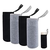 4 Stück 550ml Flaschen Thermo-HüLle Taschen Flaschen, Neopren Flaschen SchutzhüLle, Thermo Hülle für Flaschen für Outdoor Sportarten Camping Wandern Reisen zur WäRmespeicherung, Schwarz, Grau