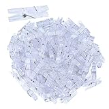 Mini Klammern,100 PCS Kleine Klammern für Fotos Aufhängen Kunststoff Klar Kluppen Wäscheklammern für Kunst Handwerk DIY Party Hochzeit Dekoration 3 * 25mm