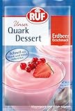 RUF Quark Dessert Erdbeer, Milchshake Pulver Erdbeere, super cremige Quarkspeise mit fruchtigem Erdbeer-Geschmack, fertig in 3 Minuten (Packung mit 6)