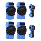 Nanologic Kinder Knieschoner Set, 6 in 1 Schutzausrüstung Kinder Knieschützer für 6-13 Jahre Kinder Ellbogenschützer Set für Skateboard Radfahren Roller [M SIZE] - Blau