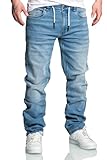 Amaci&Sons Herren Sweathose in Stretch Denim Männer Kordel Basic Jogging Jeans 7031 Hellblau W33