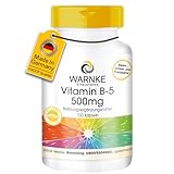 Vitamin B5 500 mg - 100 Kapseln Pantothensäure, Hochdosiert, Vegan | Warnke Vitalstoffe - Deutsche Apothekenqualität