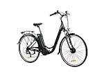 ProTour E-Bike für Damen Herren, 28 Zoll, Elektrofahrrad E-Citybike RC820, 10,4Ah Akku, 250W Frontmotor, 7-Gang Shimano Kettenschaltung, 25 km/h, mit Gepäckträger, Tiefeinsteiger, Alu-Rahmen leicht