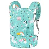 Bebamour Puppentrage für Mädchen, 3 in 1 weiches Tragetuch für Kinder, 100% Baumwolle,GreenUnicorns