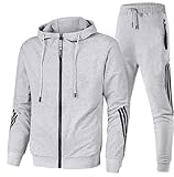 Herren Sportanzug 2 Teile Hoodie & Hose Jogging Set Trainingsanzug (DE/NL/SE/PL, Alphanumerisch, XL, Regular, Regular, Grau)