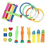 OFFIGAM 21Stücke Teiliges Tauchspielzeug für Schwimmende Tauchringe Tauchstöcke und Octopus Spielzeuge Zubehör für Anfänger im Zufällige Farben