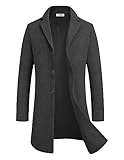 COOFANDY Herren Mantel Wintermantel Warm Herrenmantel Reverskragen Business Mantel Trenchcoat Winterjacke mit Taschen Dunkelgrau XL