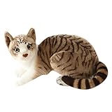 Kuscheltier Lebensecht, 30cm Simulation Kurzhaar Nette Katze Puppe Flauschigen Plüsch Kätzchen Liegend Stofftier Echt Siamesische Plüschfigur Spielzeug für Kinder Frauen