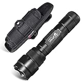 ULTRAFIRE WF-502B LED Taschenlampe und Holster Set, 1000 Lumen Single Modus Mini Taktische Taschenlampe mit Taschenlampenhalter Gürtelhalterung Tasche, 360 Grad Drehbarer Gürtel Clip