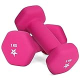 Yes4All G1EK Hex Neopren Hanteln Set Gewichte für Krafttraining Yoga Pilate - Kurzhanteln 2er set, Dumbbells Set für Frauen Männer, 1 kg hanteln 2 er set, rosa