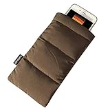 SAFACUS Thermo Handyhülle Tasche Universal Daunen Pouch Handysocke Weihnachten Geschenke für Smartphones Handy Winter Handyhülle für iPhone 14 13 12Plus X, Samsung Galaxy (Brown)