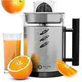 Balter ZP-03 Zitronenpresse Entsafter - 1L Tank, 120W, 2 Drehrichtungen & 2 Kegel Zitruspresse - Saftpresse - Juicer - Edelstahl, BPA Frei