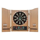 ROGONPDK Dartscheibe Elektronische Dart-Automat Schrank Dartscheibe Dekoratives Dartscheiben Schrank Set 102x62CM Dartscheibe mit Pfeile Dartköpfe und Adapter Gelb